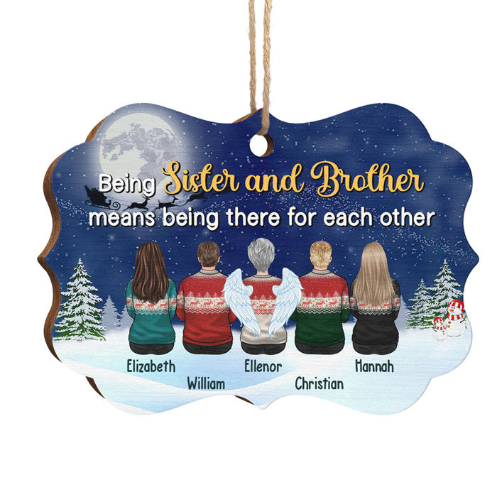 Being Sister & Brother Means Being There For Each Other - Personalized Custom Benelux Shaped Wood Christmas Ornament - Gift For Siblings, Christmas Gift