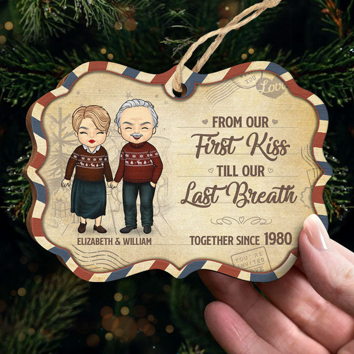 From Our First Kiss Together Since - Personalized Custom Benelux Shaped Wood Christmas Ornament - Gift For Couple, Husband Wife, Anniversary, Engagement, Wedding, Marriage Gift, Christmas Gift