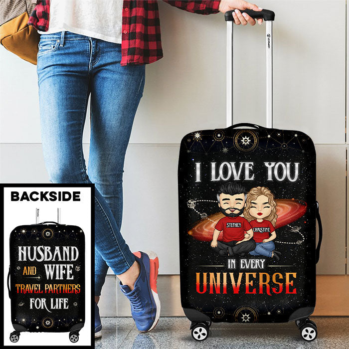 Custom Name Husband Wife Travel Partners Gifts for Couples - Personalized Luggage Cover