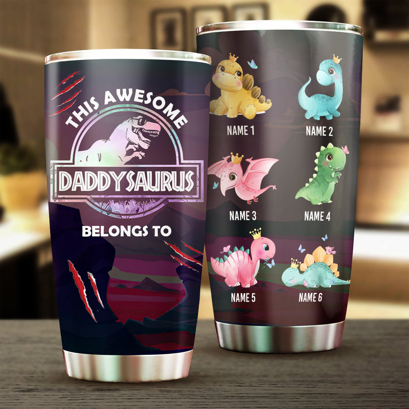 Custom Name Dinosaur Dad Gifts - Personalized Tumbler