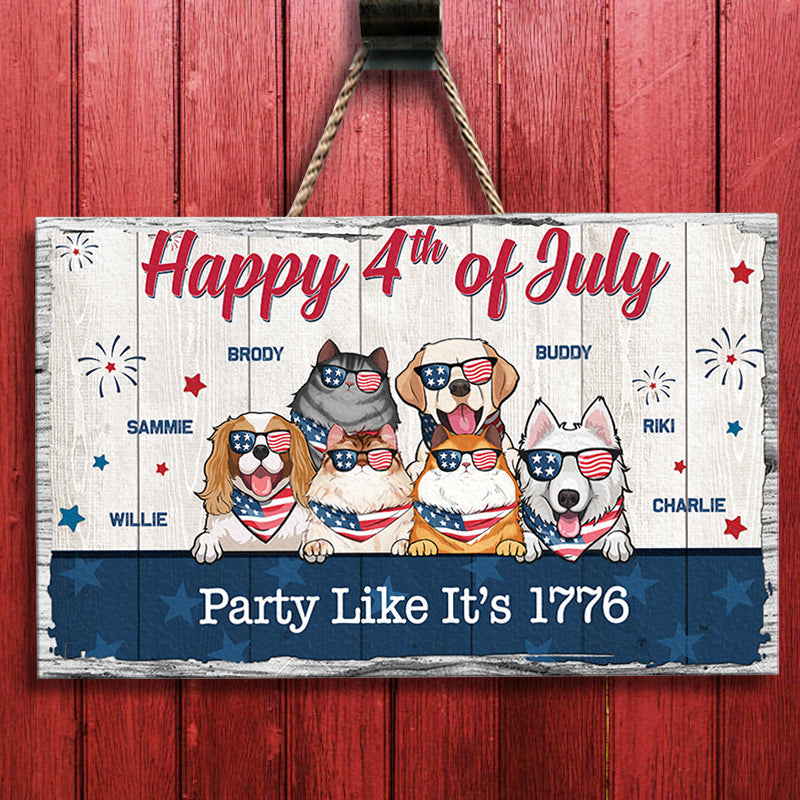 Custom Name 4th of July Pet Family Decor - Personalized Rectangle Sign