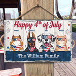 Custom Name 4th of July Pet Family Decor - Personalized Rectangle Sign