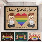 Custom Name Rainbow Couple Home Decor - Personalized Doormat