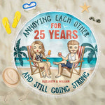 Custom Name 25th Anniversary Gifts for Couples - Personalized Beach Towel