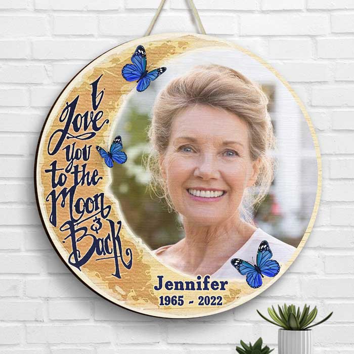 Love You To The Moon And Back - Personalized Shaped Wood Sign