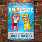 Custom Name Poolside Decor for Couples - Personalized Metal Sign