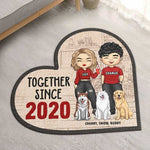 Custom Name Couple and Dog Family Gifts - Personalized Shaped Doormat