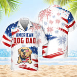 Custom Name American Dog Dad Gifts for Men - Personalized Hawaiian Shirt