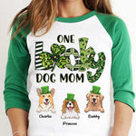 Custom Name Lucky Dog Mom St. Patrick's Day Gifts for Women - Personalized Raglan Shirt