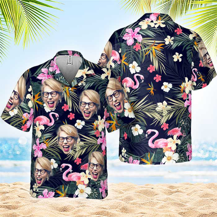 Custom Pet Photo Tropical Floral Gifts for Dog Lovers - Personalized Hawaiian Shirt