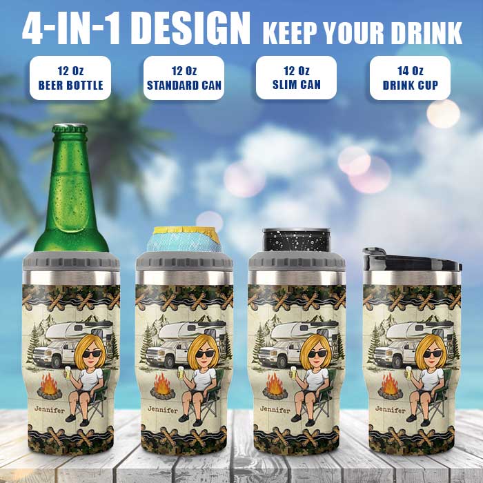 Custom Name Camping Gifts for Women - Personalized Can Cooler