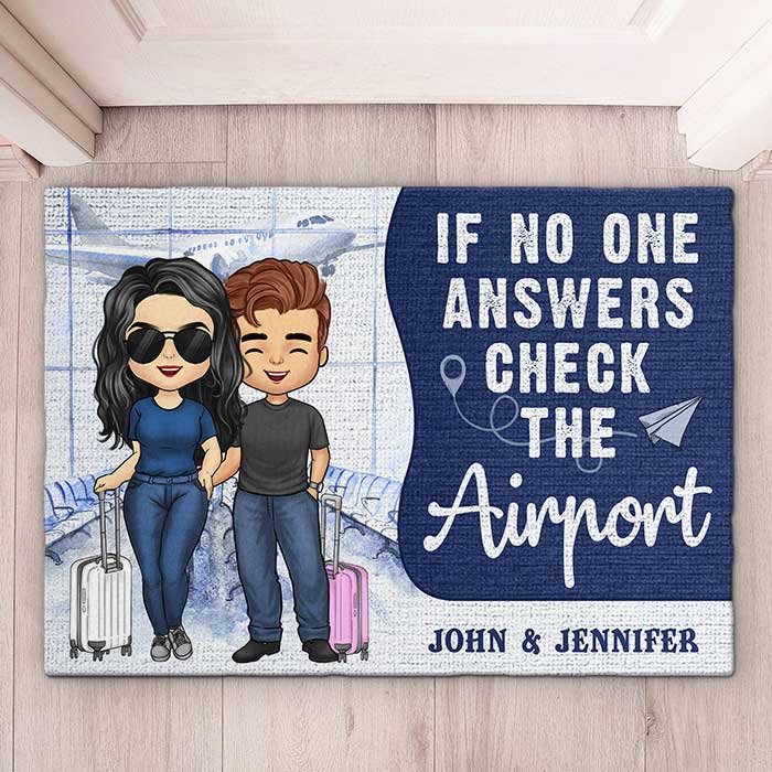 Custom Name Airport Travel Couple Gifts - Personalized Doormat
