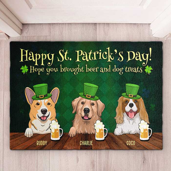 Custom Name St. Patrick's Day Dog Lover Gifts - Personalized Doormat