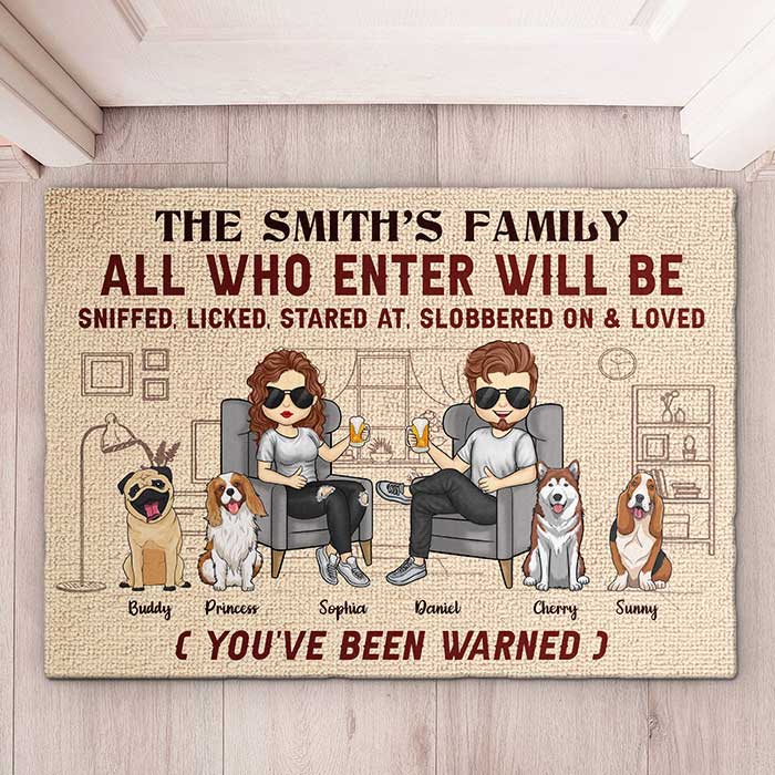 Custom Family Name Funny Dog Lover Gifts - Personalized Doormat