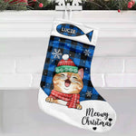 Custom Plaid Pet Character Christmas Decor - Personalized Christmas Stocking