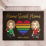Custom Name Rainbow Couple Home Decor - Personalized Doormat