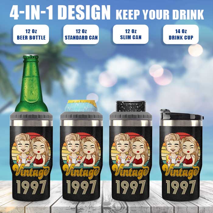 Custom Name 25th Anniversary Gifts for Couples - Personalized Can Cooler