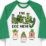 Custom Name Lucky Dog Mom St. Patrick's Day Gifts for Women - Personalized Raglan Shirt
