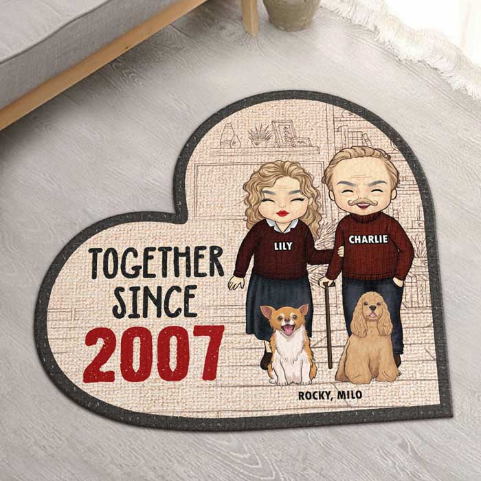 Together Since - Personalized Shaped Decorative Mat - Gift For Couples, Husband Wife