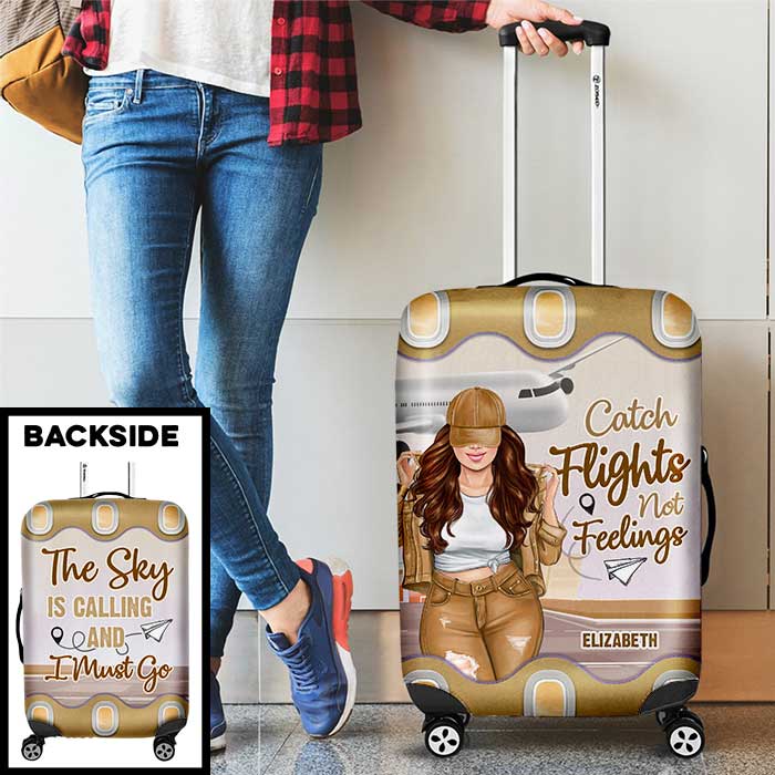 Custom Name Catch Flights Travel Gifts for Women - Personalized Luggage Cover