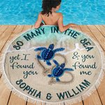 Custom Name Sea Turtle Couple Gifts - Personalized Beach Towel