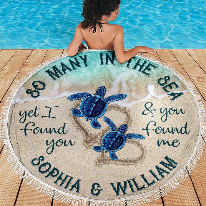 Custom Name Sea Turtle Couple Gifts - Personalized Beach Towel