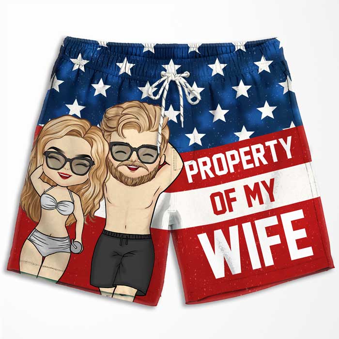 Property Of My Wife - Personalized Couple Beach Shorts - Gift For Couples, Husband Wife