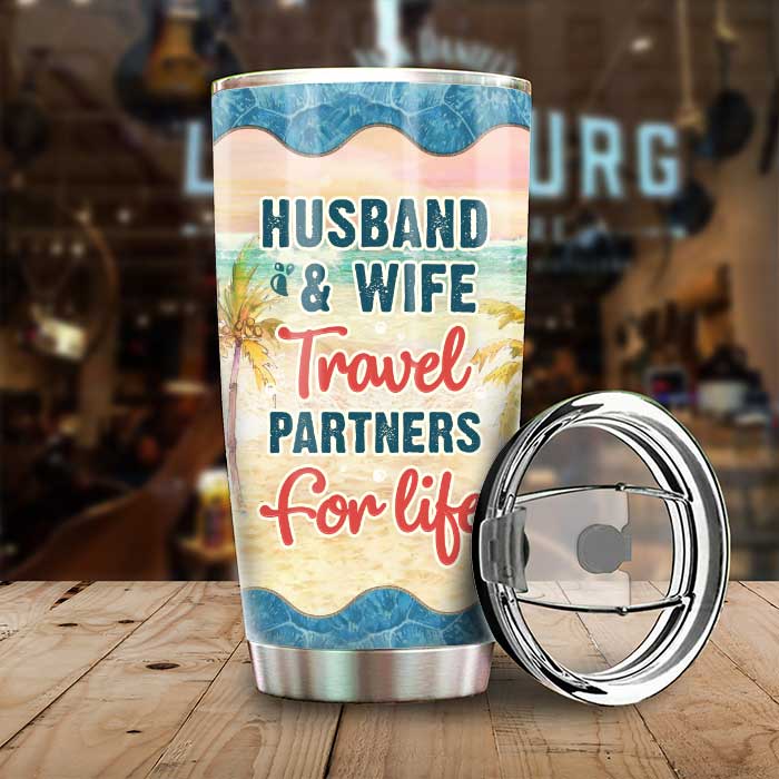 Custom Name Husband Wife Travel Gifts for Couples - Personalized Tumbler
