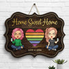 Home Sweet Home In This House - Personalized Shaped Wood Sign - Gift For Couples, Husband Wife