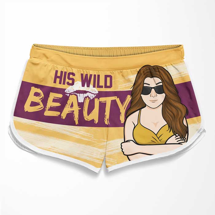 Her Sexy Beast, His Wild Beauty - Personalized Couple Beach Shorts - Gift For Couples, Husband Wife