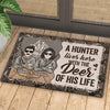 A Hunter Lives With The Deer Of His Life - Gift For Hunting Couples, Personalized Decorative Mat