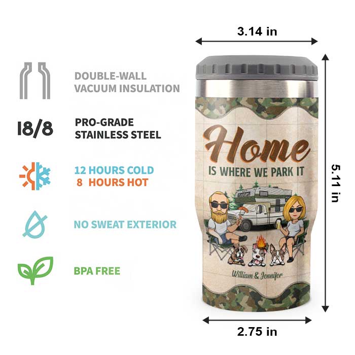 Custom Name Camping Couple Gifts - Personalized Can Cooler