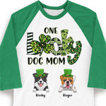 Custom Name Lucky Dog Mom St. Patrick's Day Gifts for Women - Personalized Raglan Shirt