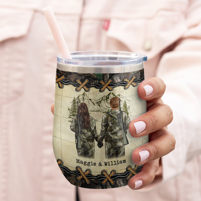 Custom Name Hunting Couple Gifts - Personalized Wine Tumbler