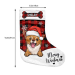 Custom Plaid Pet Character Christmas Decor - Personalized Christmas Stocking