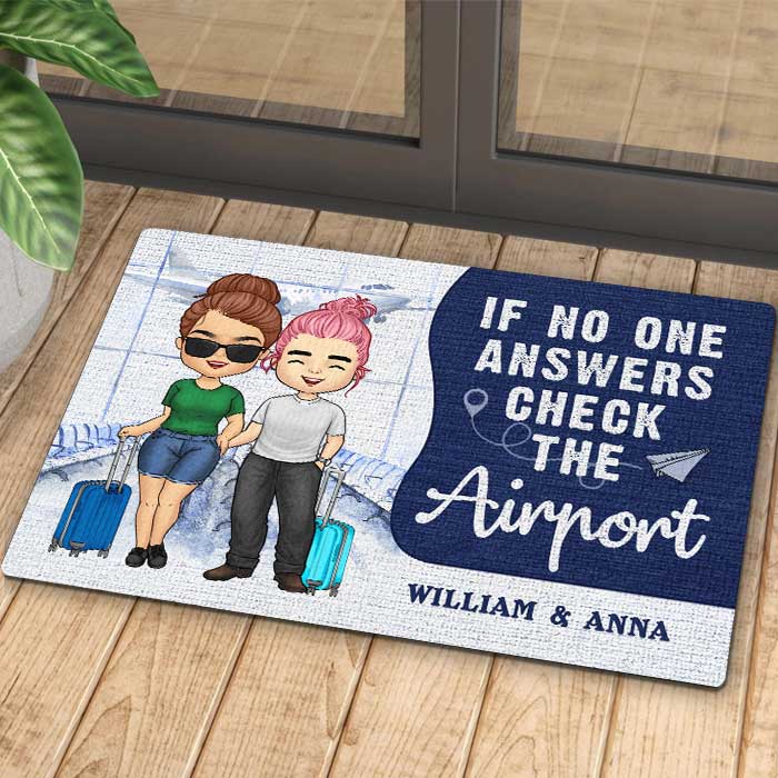 Custom Name Airport Travel Couple Gifts - Personalized Doormat