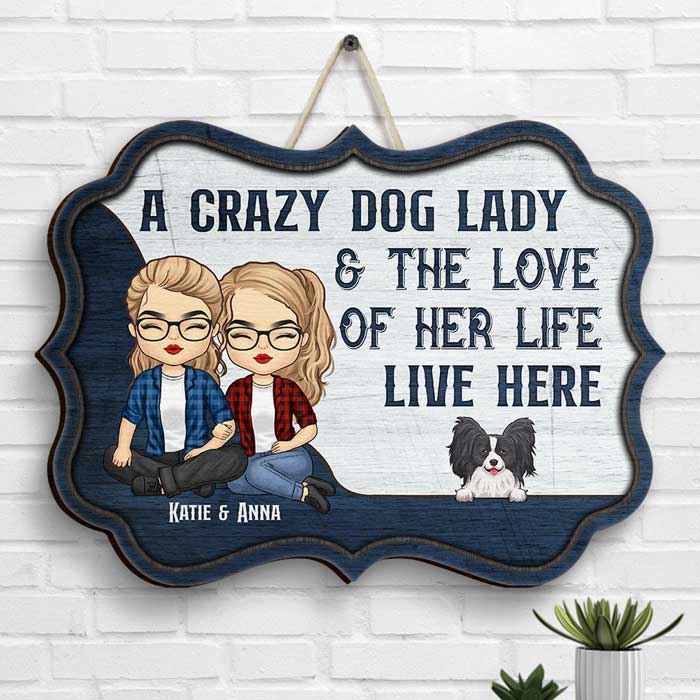 A Grumpy Dog Dad & His Love - Personalized Shaped Wood Sign - Gift For Couples, Husband Wife
