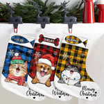 Custom Plaid Pet Character Christmas Decor - Personalized Christmas Stocking