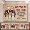 Welcome To Our Home, The Humans Just Live Here - Personalized Decorative Mat
