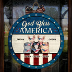 God Bless America Patriotic Cat Lover Decor - Wood Sign