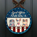 God Bless America Patriotic Cat Lover Decor - Wood Sign