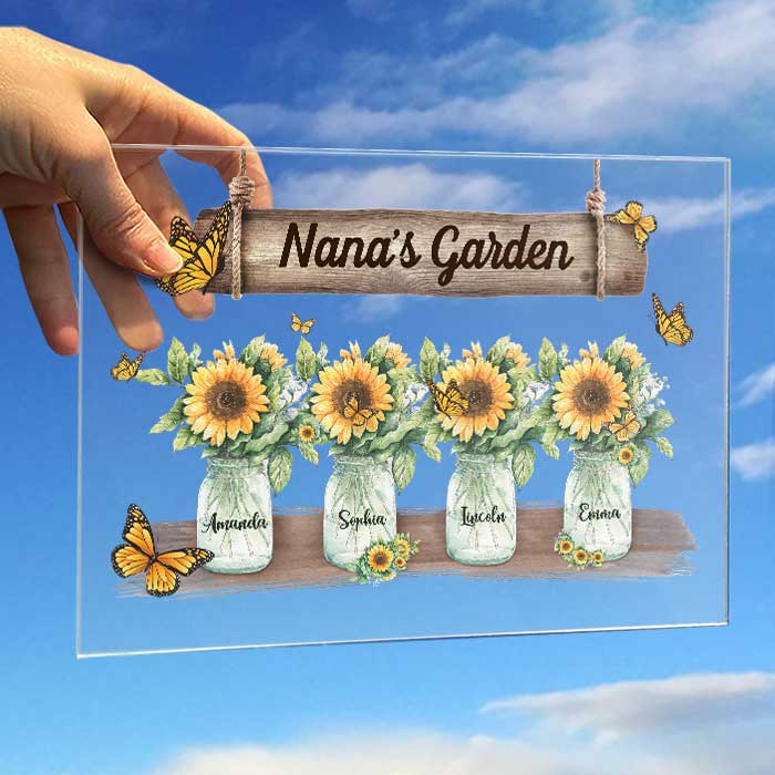 Custom Name Granny's Garden Gifts for Grandma - Personalized Acrylic Plaque