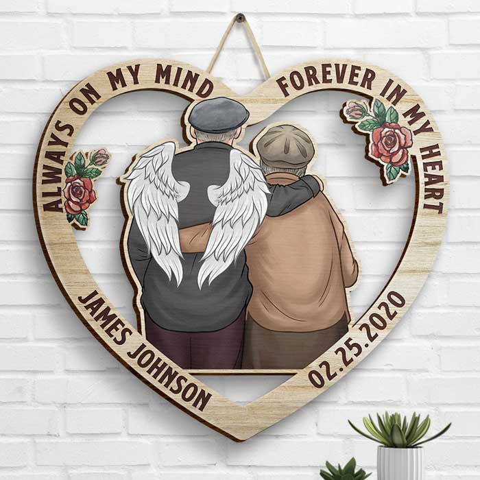 Custom Name Memorial Angel Decor - Personalized Wood Sign