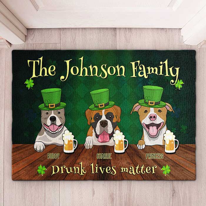 Custom Name Funny St. Patrick's Day Dog Gifts - Personalized Doormat