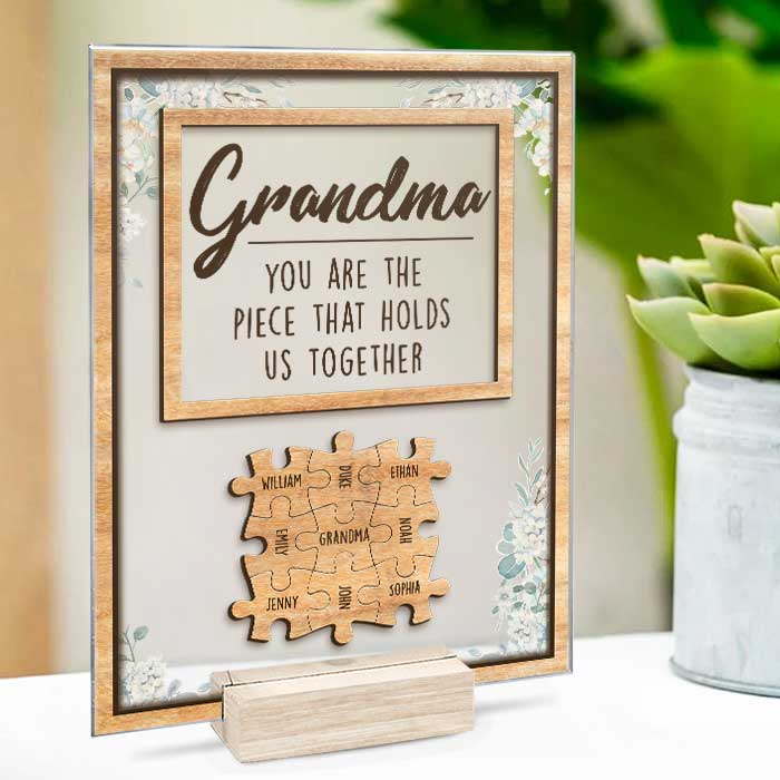 Custom Name Puzzle Piece Mom Gifts - Personalized Acrylic Plaque
