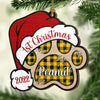 Dog Paw - Merry And Happy - Personalized Paw Shaped Wood Christmas Ornament