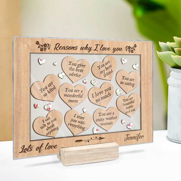 Custom Name Reasons Why I Love You Gifts for Mom - Personalized Acrylic Plaque