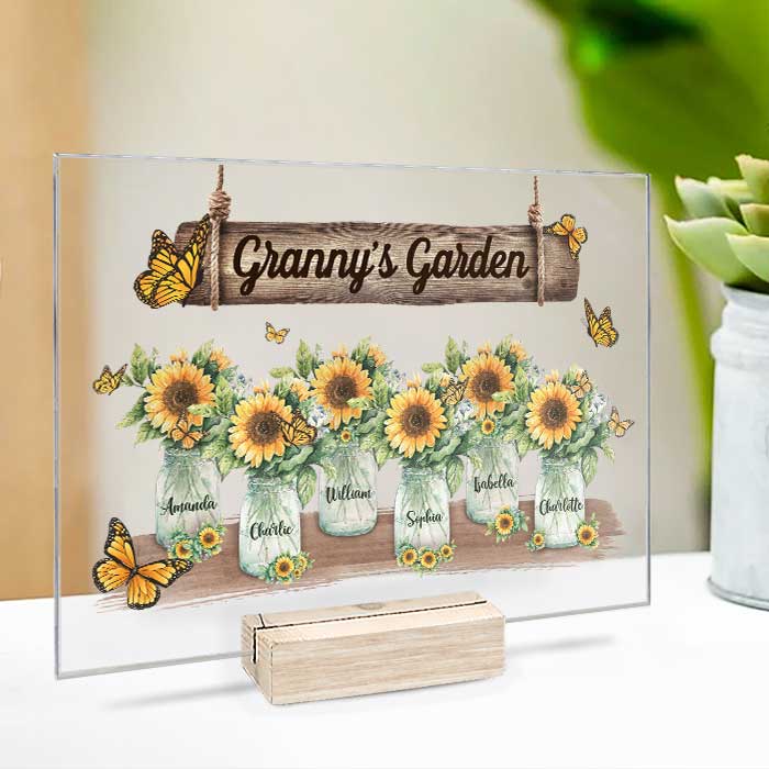 Custom Name Granny's Garden Gifts for Grandma - Personalized Acrylic Plaque