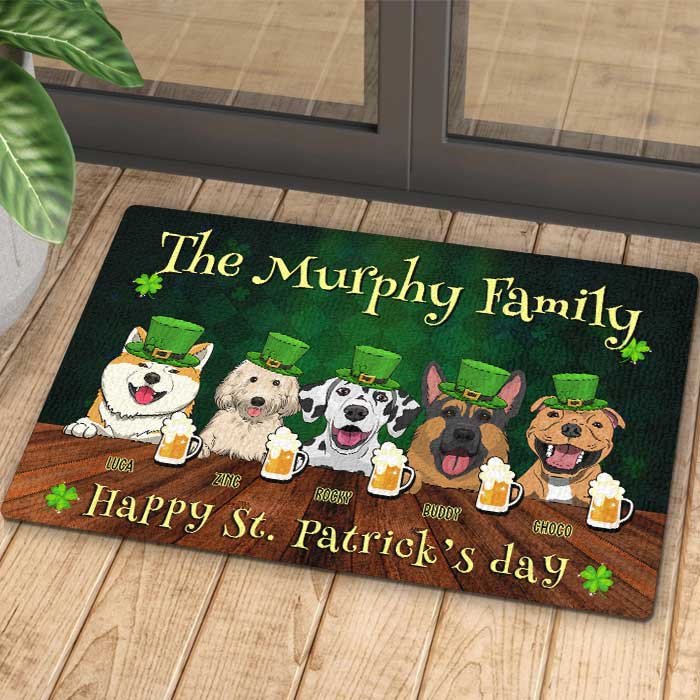 Custom Name Funny St. Patrick's Day Dog Gifts - Personalized Doormat
