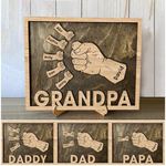 Custom Name Grandpa Fist Bump Gifts for Grandfathers - Personalized Wood Sign